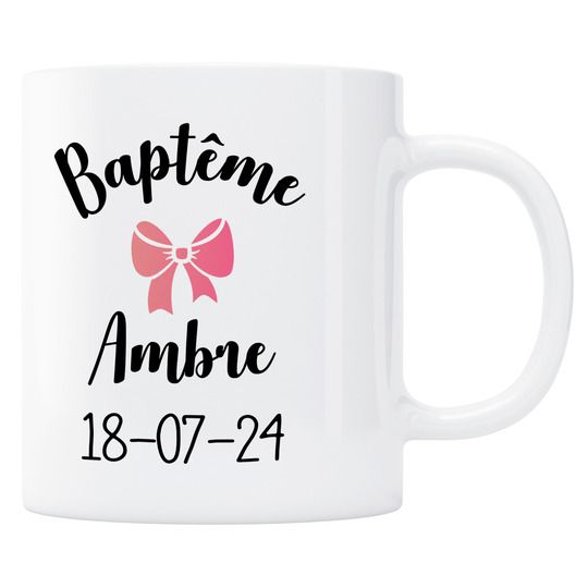 Mug Baptême - rose