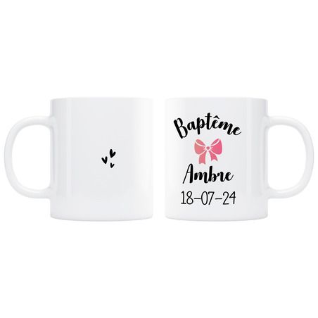 Mug Baptême - rose