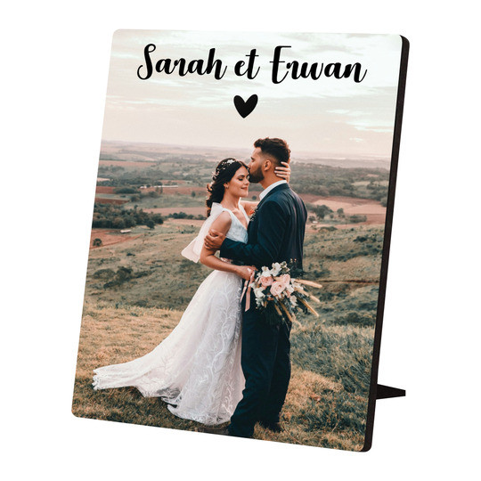 Photo de mariage sur bois - 13 x 18 cm