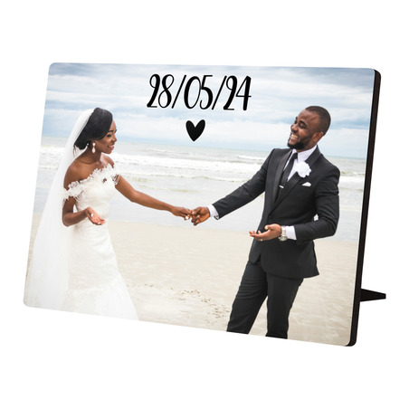 Photo de mariage sur bois - 18 x 13 cm