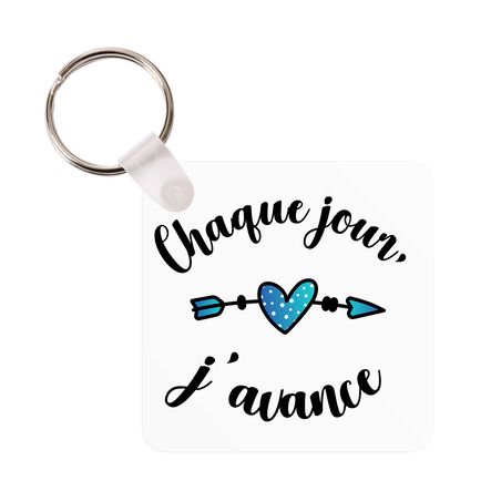 Porte-clés J\'avance - bleu - carré