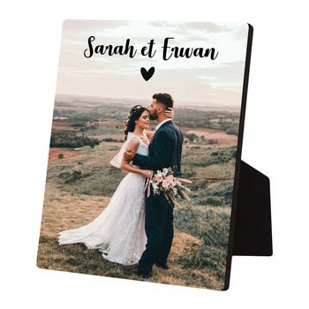 Photo de mariage sur bois - 13 x 18 cm